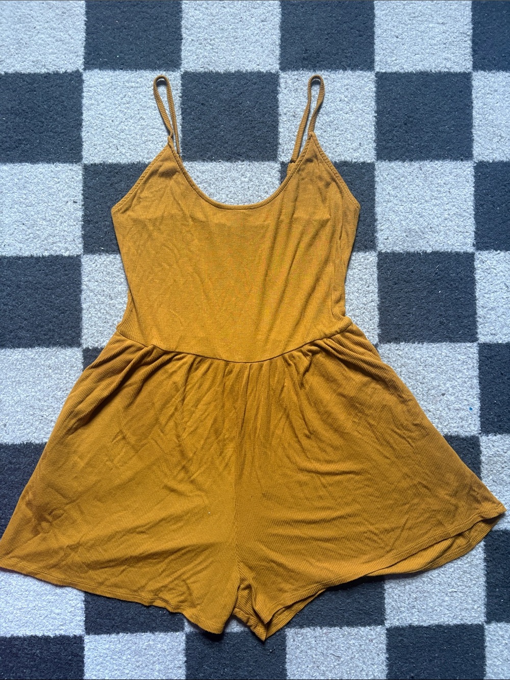 Mustard Yellow Spaghetti Strap Romper